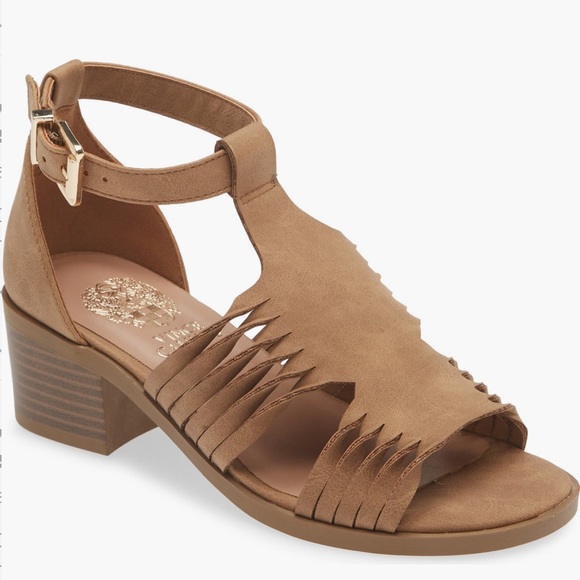 NEW Vince Camuto Kids Girls Block Heel Sandal Tan - Picture 1 of 1